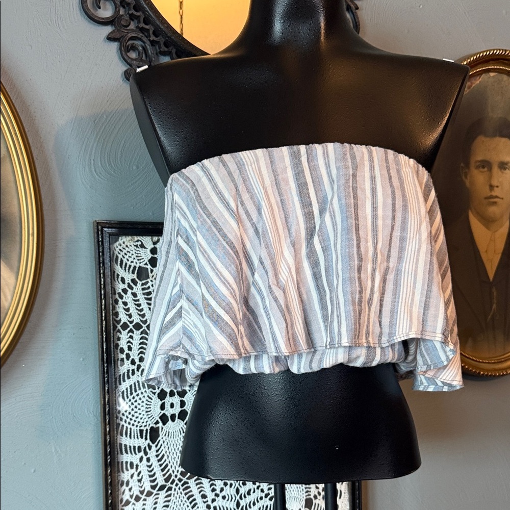 Elegant Striped Blue and White Crop Top